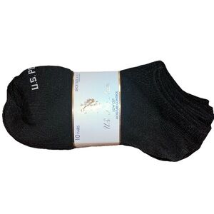 10Pk U.S. Polo all Black No Show Socks & White W/Colors 10Pk No Show Left NWT
